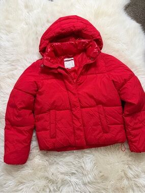 A New Day red cropped puffer coat, size XS